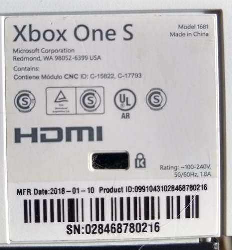 Xbox One S 1tb, 1 Joystick(cuota Sin Interés Y Envio Gratis)