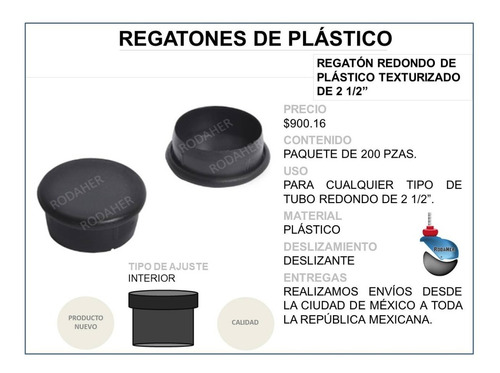 Regatón Tapón Redondo De Plástico Texturizado 2 1/2 Paq 200 
