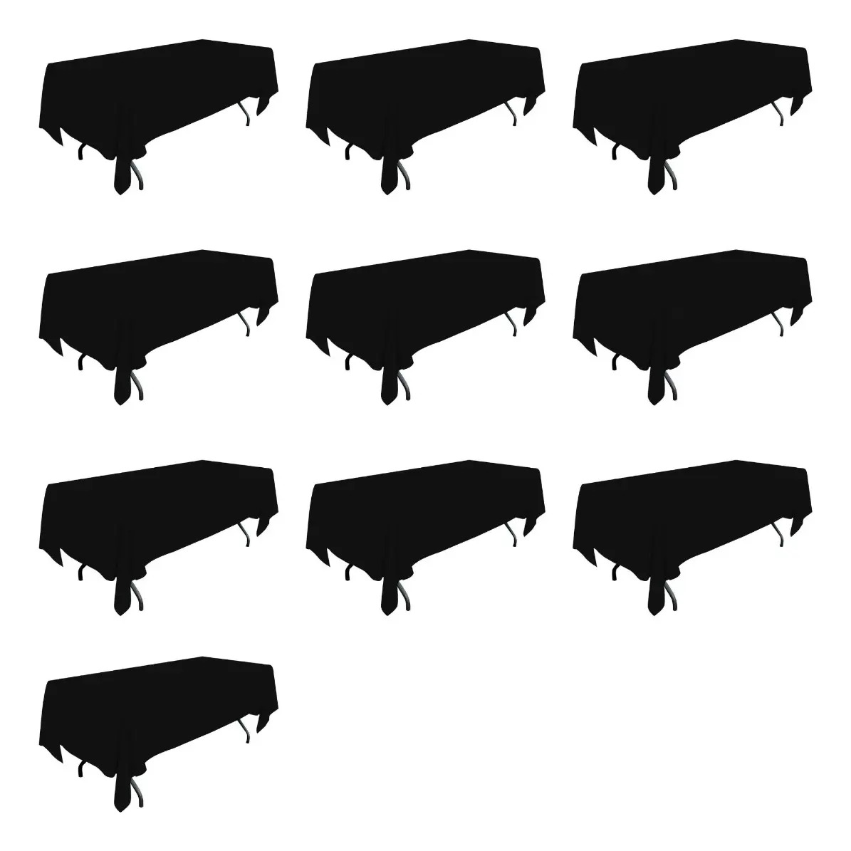 Mantel Rectangular Colores 3.00 X 1.50 M Luxor 10 Piezas Color Negro