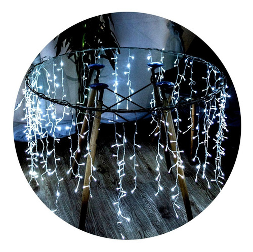 Cascata 400 Leds 10m Branca Fria Fixa  110v/220v Decoração 