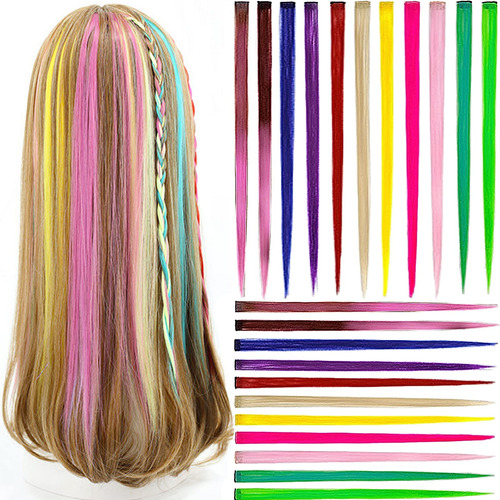 22 Piezas De Extensiones De Cabello De Colores Con Clips, 21