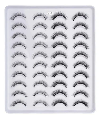 Kit C 20 Pares De Cilios Postiços Naturais Modelo - H22