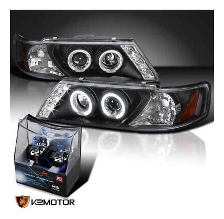 For 95-99 200sx Sentra Black Led Halo Projector Headligh Kg1