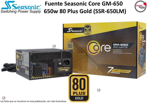 Imagen 1 de 6 de Fuente Seasonic Core Gm-650 650w 80 Plus Gold (ssr-650lm)