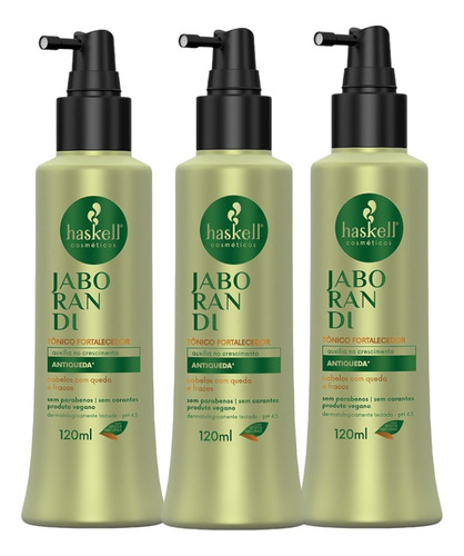 Kit Haskell 3 Tonico Jaborandi 120ml Crescimento Cabelo