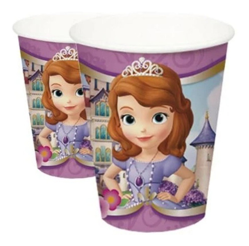 6 Vasos Princesa Sofia Para Cotillón Cumpleaños 