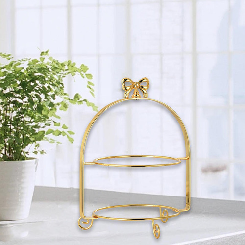 Sobremesa Display Frutas Prato Rack Festa Camada Dupla Ouro
