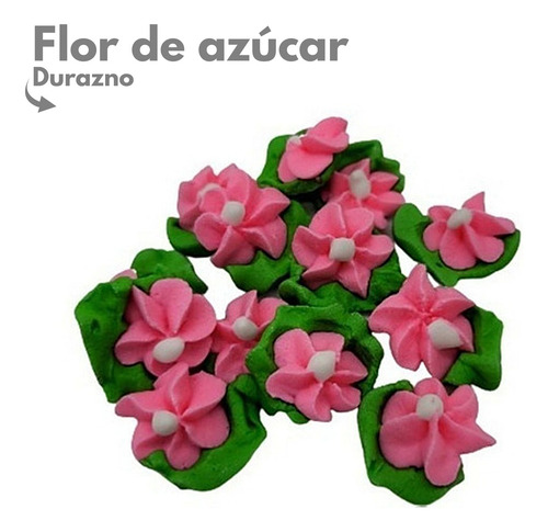 Flor De Azucar Durazno Mediana Con Hoja Nº2 Rosa X25u