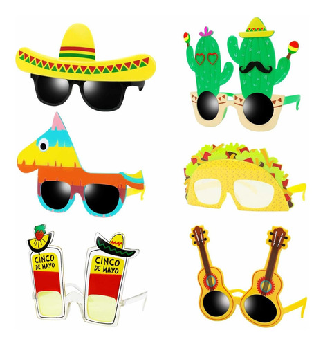 Ocean Line Fiesta Party Supplies Glasses 6 Pairs Mexican The