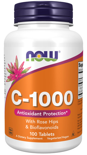 C-1000 Con Rose Hips Y Bioflavonoides 100 Caps Now Foods Sfn Sabor Sin sabor