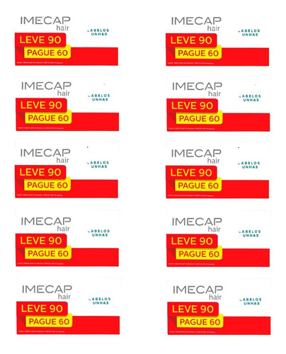 Kit Imecap Hair Cabelos E Unhas Com 10un De 90 Cápsulas Cada