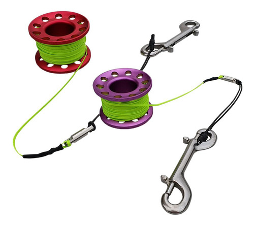 2pcs Carrete De De Buceo Con Clips De Doble Extremo 15 M
