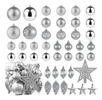Comprar 43 Adornos Esferas Bola Decoracion Arbol Navidad Plateados