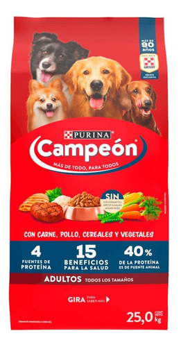 Alimento Para Perro Campeón Todos Los Tamaños 25 Kg