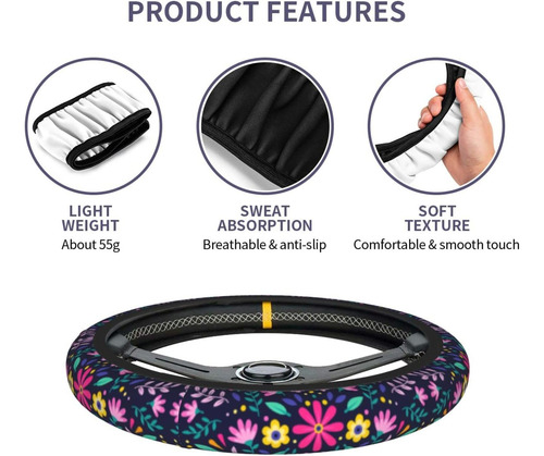 Funda Para Volante Mexicana Floral Colorida, Protector Unive