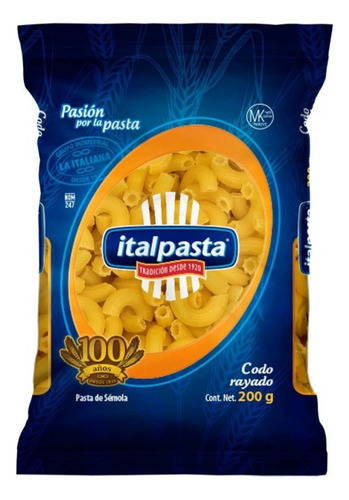 28 Pza Sopa De Codo Italpasta Rayado 200 G