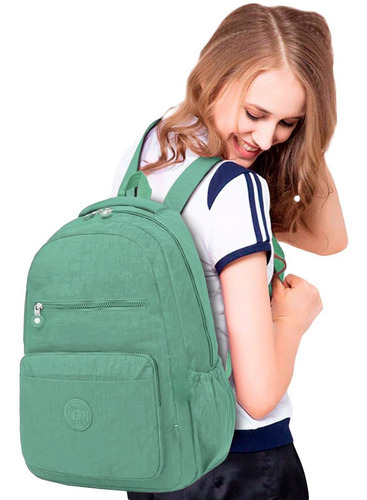 Mochila Feminina Bolsa Barata Média Luxo Espaçosa Escolar Cor Verde