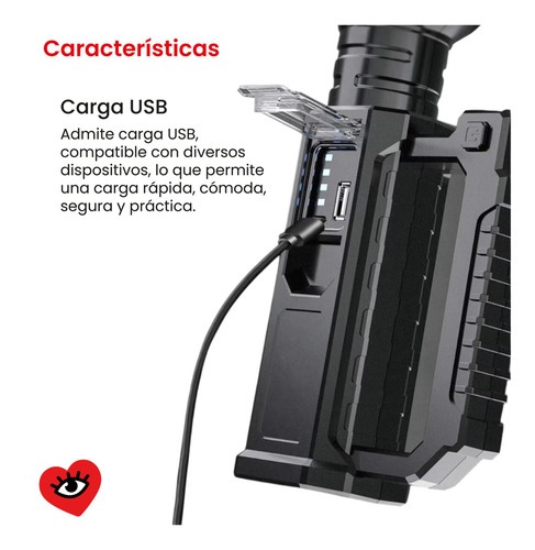 Linterna Reflector Con Tripode Busca Huella Recargable Led Veoquiero