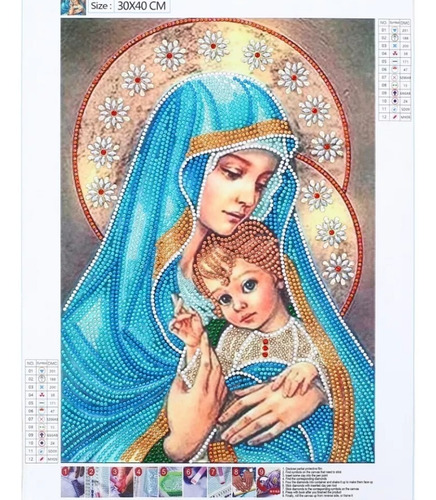 Pintura Com Diamantes-diy 5d Strass-nossa Senhora 7-30x40 Cm