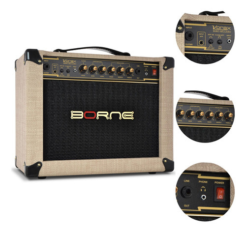Amplificador Guitarra Borne Vorax 630 Studio C/ Interface Cor Palha/Dourado