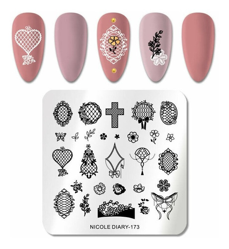 Placa Stamping Nicole Diary Sello Uñas Nd 173 Simbolos Cruz