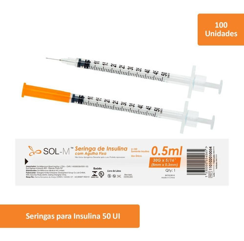 Imagem 1 de 8 de Seringa De Insulina 0,5ml Com Agulha Fixa 0,30mmx8mm Blister