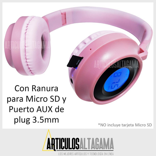 Audífonos Diadema Bluetooth Fm Micro Sd Luces Pantalla