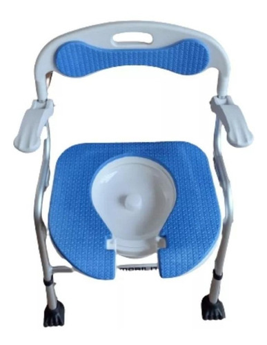 Silla Comodo Ducha Con Descansabrazos De Lujo Aluminio Azul