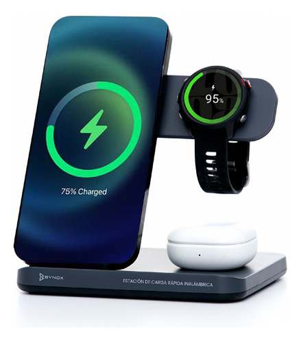 Cargador Celular Inalambrico Bynox + Auriculares + Reloj