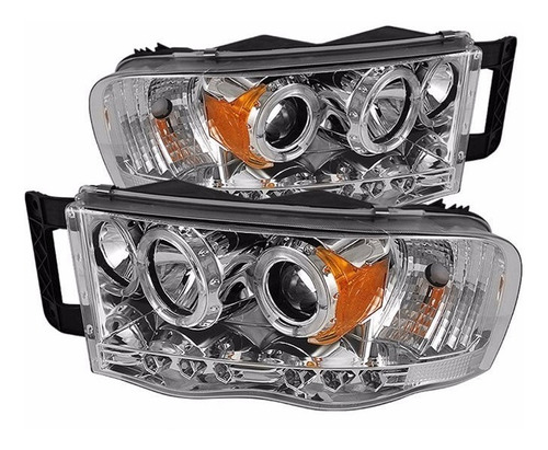 Faros De Lupa + Led Cromados Para Dodge Ram 2002 - 2005