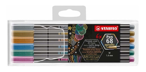 Marcadores Stabilo Pen 68 Metalizados Set De 6 Colores