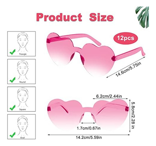 Luter 12 Gafas De Sol Sin Montura En Forma De Corazón, Gafas