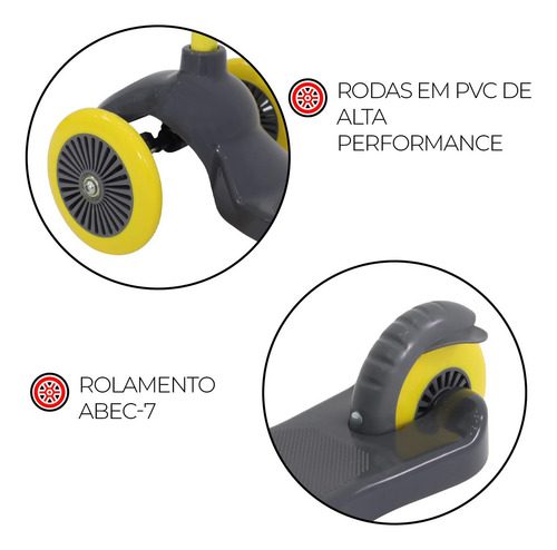 Patinete Scooter Dobrável Com Freio 3 Rodas Menino Bel