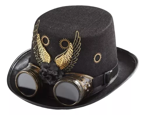 Sombrero Steampunk, accesorios con gafas para cosplay, hombres