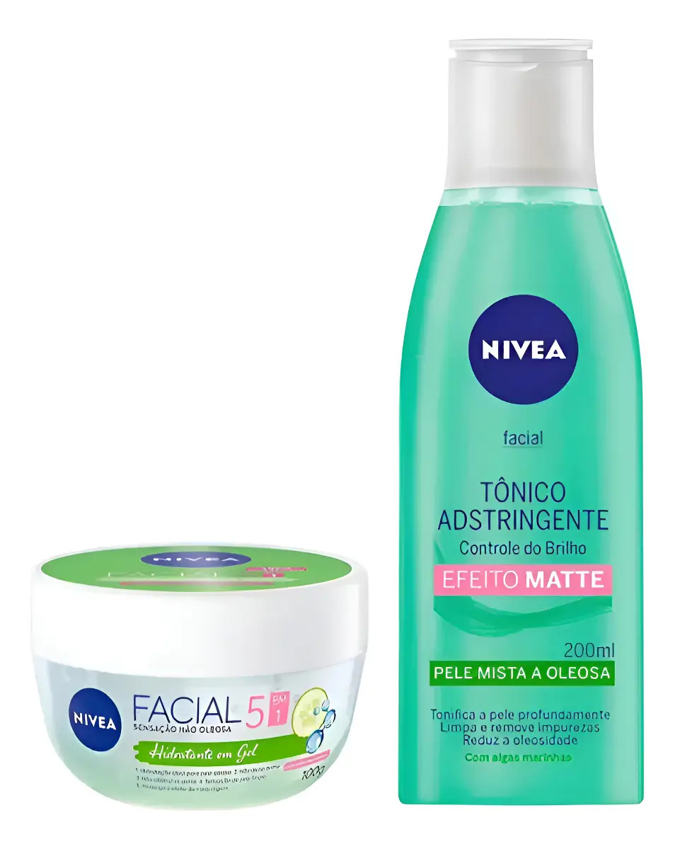 Kit Hidratante Nivea Gel 100g + Tônico Efeito Matte 200ml Todo Tipo De Pele Dia/noite