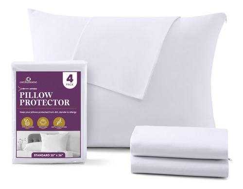 Juego De 4 Protectores De Almohada 100% Algodón Transpirable