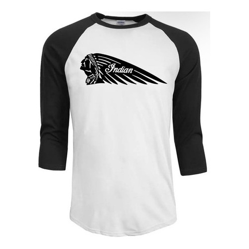 Polera Motos Indians Puro Algodón Raglan