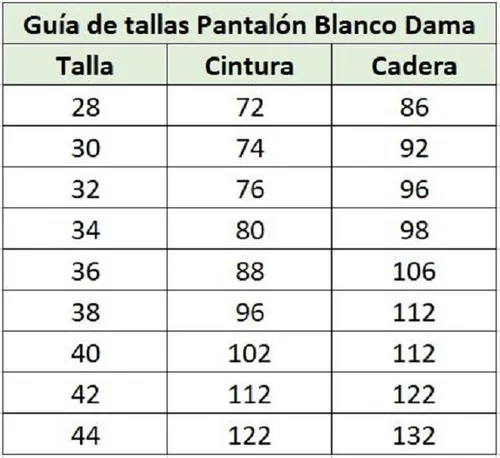 Pantalon talla 32 mujer equivale a hotsell