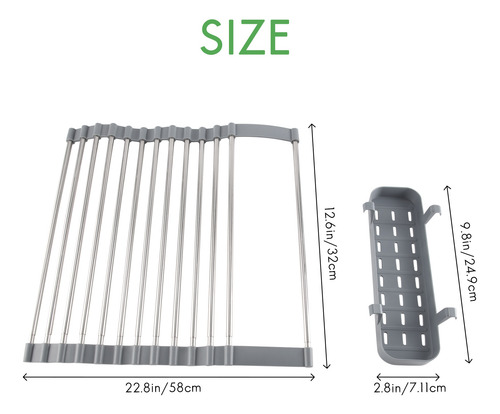 Rejilla Extensible Para Secar Platos Enrollable, De Acero In