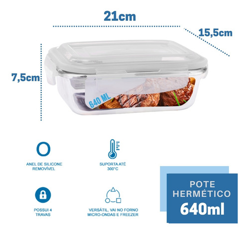Jogo 5 Potes 640ml Com Divisória+5 640ml S/ Divisoria Oferta