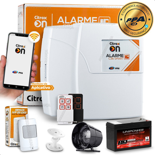 Kit Alarme S/ Fio Wifi App Celular 1 Sensor S/fio E Sirene