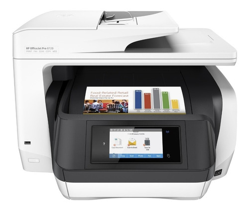 Impresora a color multifunción HP OfficeJet Pro 8720 con wifi blanca y negra 100V/240V