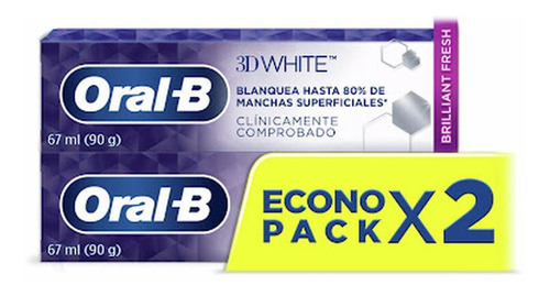 Crema Dental Oral-b White Brilliant Anticaries Con Fluor X67