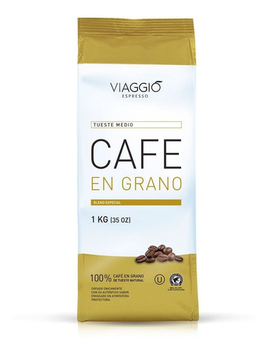Imagen 1 de 3 de Café En Grano Viaggio Espresso Tostado Medio 1 Kilo