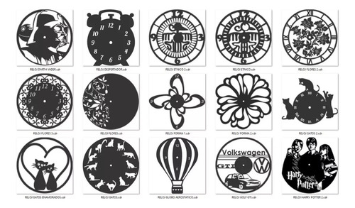 140 Diseños De Relojes Pack Vectores Para Corte Laser