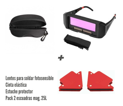 Pack Lente Para Soldar + 2 Escuadras Mag 25 Libras