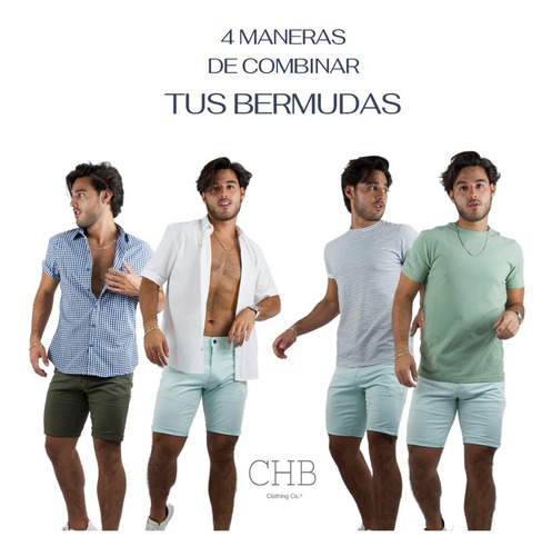 Bermuda De Gabardina Stretch 6 Colores Disponibles
