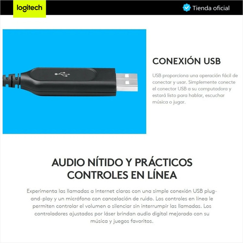 Logitech H390, Diadema Usb Estéreo Con Micrófono Y Controles