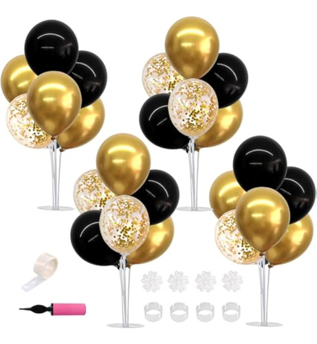 Toniful Centros De Mesa De Globos Negros Y Dorados