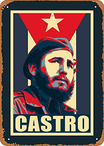 Póster Vintage Bandera Cuba Fidel Castro